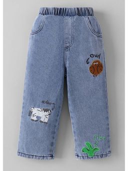 Hopscotch - Animal Embroidered Denim Jeans