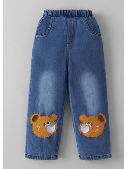 Hopscotch - Bear Embroidered Denim Jeans
