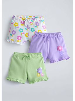 Hopscotch - Floral Ruffled Cotton Shorts (Pack of 3)
