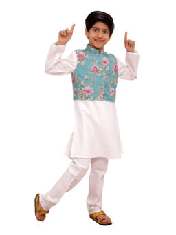 TWISHA - Woven Solid Kurta and Pyjama with Nehru Printed Jacket