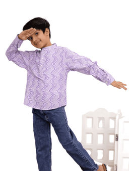 TWISHA - Woven Cotton All Over Printed Shirt -Purple