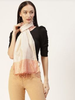 ArtEastri - Peach Ivory Silk Shibori Stole