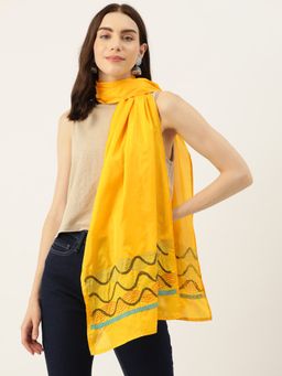 ArtEastri - Yellow & Green Art silk Kantha Stole