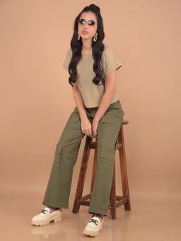 CRIMSOUNE CLUB - Women Beige Textured T-Shirt