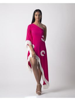 House of Varada - Pink One-Shoulder Casual Vacation Dress
