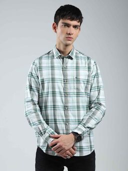 Monte Carlo - Men's Check Green Collar Neck Full Sleeve Shirt