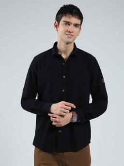 Monte Carlo - Men's Solid Black Collar Neck Full Sleeve Shirt