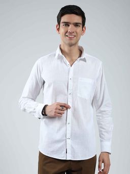 Monte Carlo - Men's Solid White Collar Neck Full Sleeve Shirt