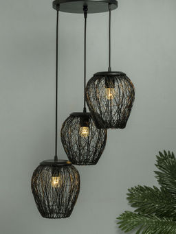 Homesake - Round Chandelier Black Wire Mesh Pendant