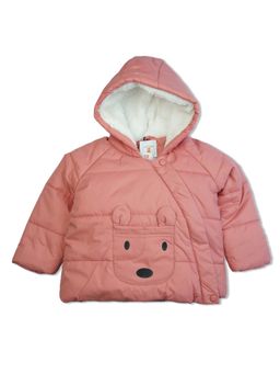 Bodycare - Girls Polyester Quilted Jacket Full Sleeves Hooded Medium Pink