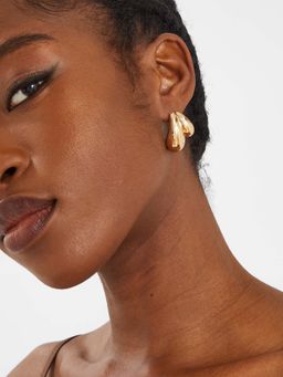 Accessorize London - Women Gold Double Curve Drop Earrings
