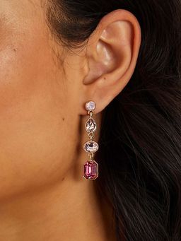 Accessorize London - Women Mix Gemstone Purple Drop Earrings
