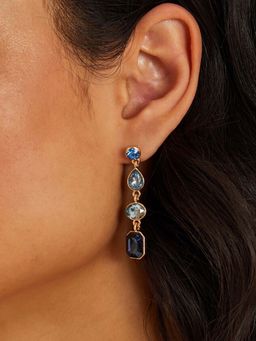 Accessorize London - Women Long Gemstone Blue Drop Earrings