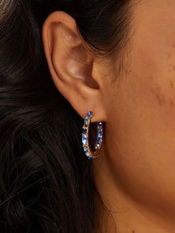Accessorize London - Women Gemstone Blue Hoop Earrings