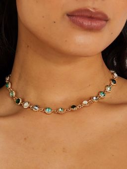Accessorize London - Women Multi Color Eclectic Gem Collar Necklace