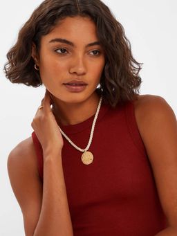 Accessorize London - Women Gold Cord Coin Necklace