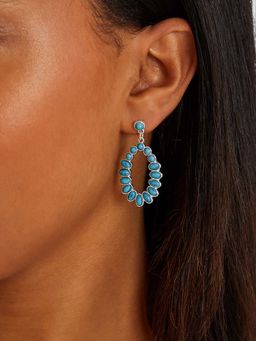 Accessorize London - Women Turquoise Stone Oval Drop Earrings
