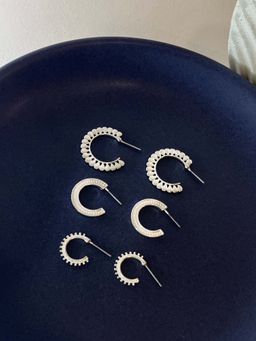 Accessorize London - Women Silver Western Hoops (Pack of 3)