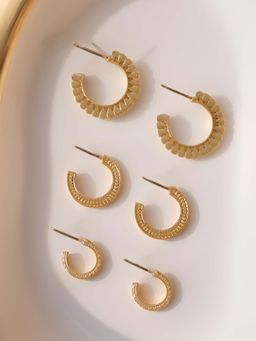 Accessorize London - Women Gold Western Hoop Pack of 3