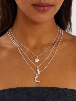 Accessorize London - Women Silver Celestial Layered Necklace