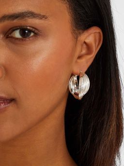 Accessorize London - Women Silver Twisted Ridge Hoop Earrings