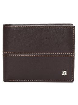 Titan - Solid Leather Bifold Wallet in Color Brown