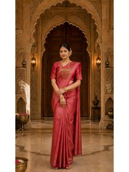 Anjaneya Sarees - Red Designer Banarasi Silk Kanjivaram Saree