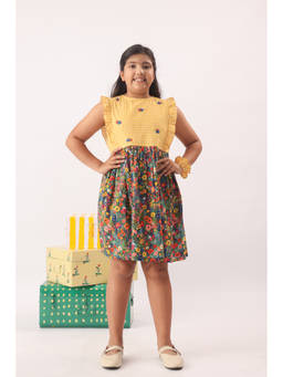 The Little Trunk - Sunfield Gingham Floral Dress for Girls