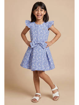 Allen Solly - Girls Blue Print Knee Length Casual Dress