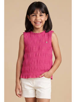 Allen Solly - Girls Pink Textured Casual Top