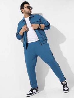 Instafab Plus - Mens Solid Blue Regular Fit Co-ord (Set of 2)