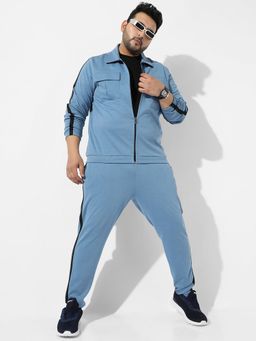 Instafab Plus - Mens Solid Icy Blue Regular Fit Co-ord (Set of 2)