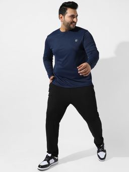 Instafab Plus - Mens Solid Navy Blue Regular Fit Activewear T-shirt