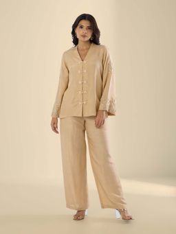 THREE-THREE - Beige Halo Co-ord Set