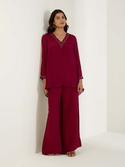 THREE-THREE - Burgundy Aurelia Co-Ord Set