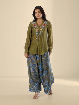 THREE-THREE - Green and Blue Atlas Co-ord Set