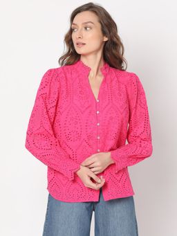 VERO MODA - Pink Schiffli Cotton Shirt