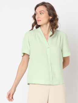VERO MODA - Light Green V-Neck Top