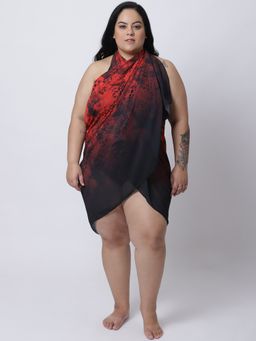 AOBA - Women Red & Black Printed Swimwear Sarong