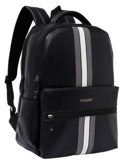 FUR JADEN - 15.6 Premium and Durable Vegan Leather Laptop Black Backpack (M)