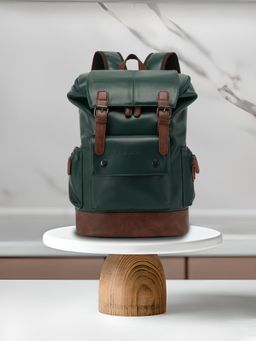 FUR JADEN - Vegan Leather Anti Theft Laptop Green Backpack (M)