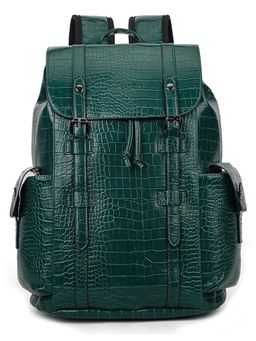 FUR JADEN - Vegan Leather 15.6 Inch Travel 3 Compartment Laptop Green Backpack (M)