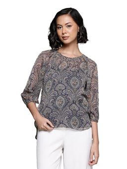 Aarke Ritu Kumar - Blue Cassandra Peasant Top With Camisole (Set of 2)
