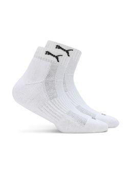 Puma - Cushioned Quarter Unisex White Socks (Pack of 2)
