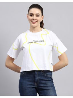 Rock.it - From House of Monte Carlo Womens White Printed Round Neck Half Sleeve T-Shirt