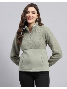 Rock.it - From House of Monte Carlo Womens Green Solid Turtle Neck Full Sleeve Sweatshirt