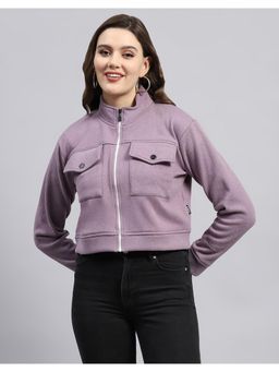 Rock.it - From House of Monte Carlo Womens Lavender Solid High Neck Full Sleeve Sweatshirt