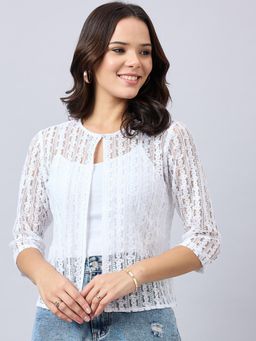 Style Quotient - Women Self Design Lace Shrug