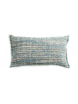 ONSETHOMES - Prussian Blue Square Handwoven Cotton Blend Cushion Cover (12 x 20 inches)