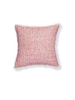 ONSETHOMES - Fuchsia Pink Handwoven Cotton Blend Cushion Cover (12 x 20 inches)